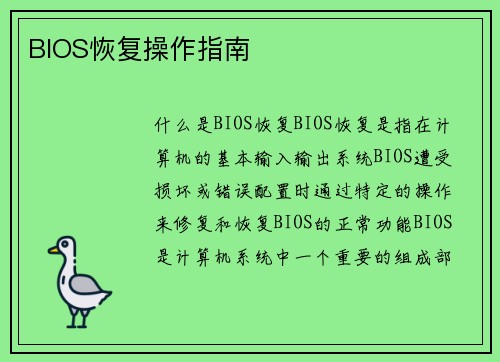 BIOS恢复操作指南